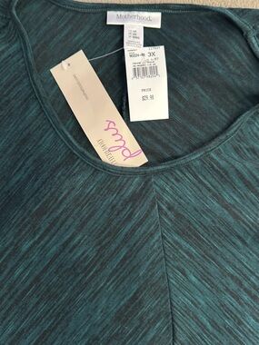 Motherhood Teal & Black Space-Dye Scoop Neck Top